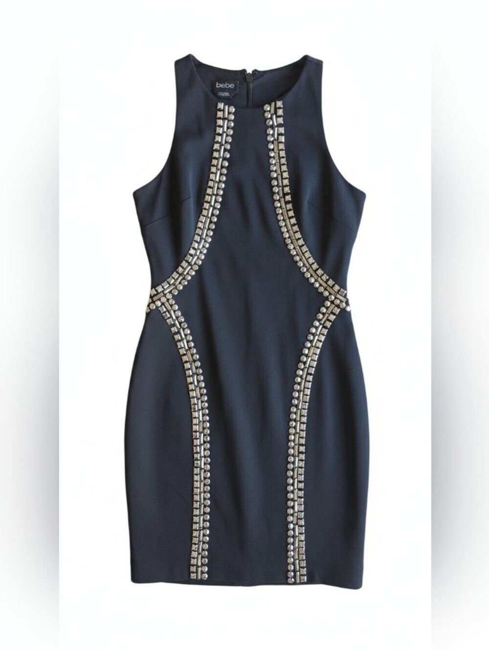 bebe Black Jewel-Trim Sheath Mini Dress SZ S P